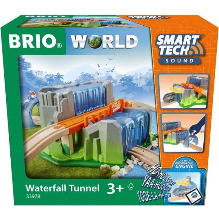 Brio World Pont & Tunnel Cascade Smart Tech Sound - Accessoire STEM pour circuit de train en bois - Ravensburger - Dès 3 ans - 33978