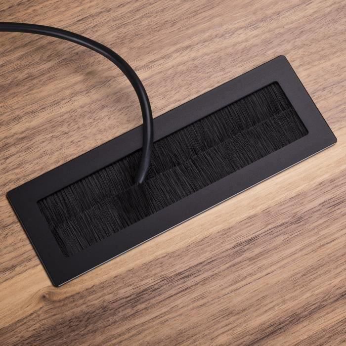 SO-TECH® Raccord de Câble TONDO avec Joint Brosse Passage de Câble Passe-Câble pour Table en Aluminium Noir Anodisé 200