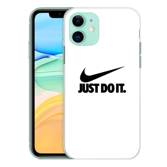 Coque pour iPhone 11 - Nike Just Do It Blanc. Accessoire téléphone