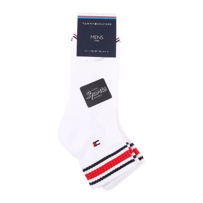 Lot de 2 paires de chaussettes de tennis Tommy Hilfiger en coton mélangé blanc 4