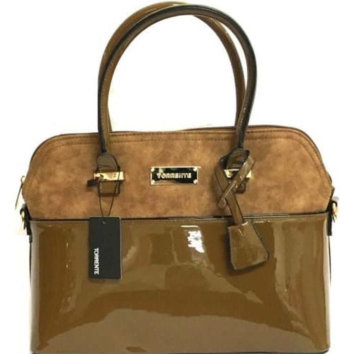 Sac à main verni Torrente - Chocolat