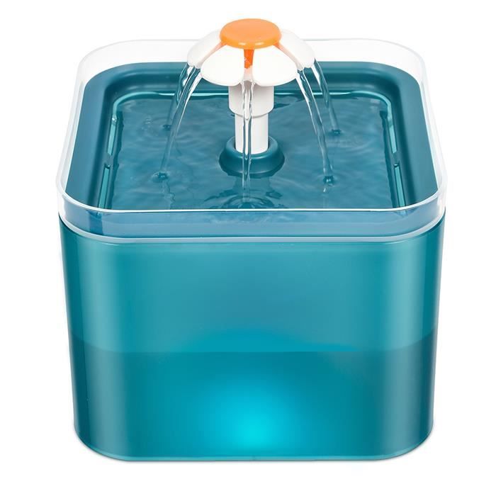 Fontaine à Eau pour Chat Chien, 2LFontaine à Fleur pour Chat 3 Modes Distributeur Eau pour Chat Lumière LED Intelligente(vert))