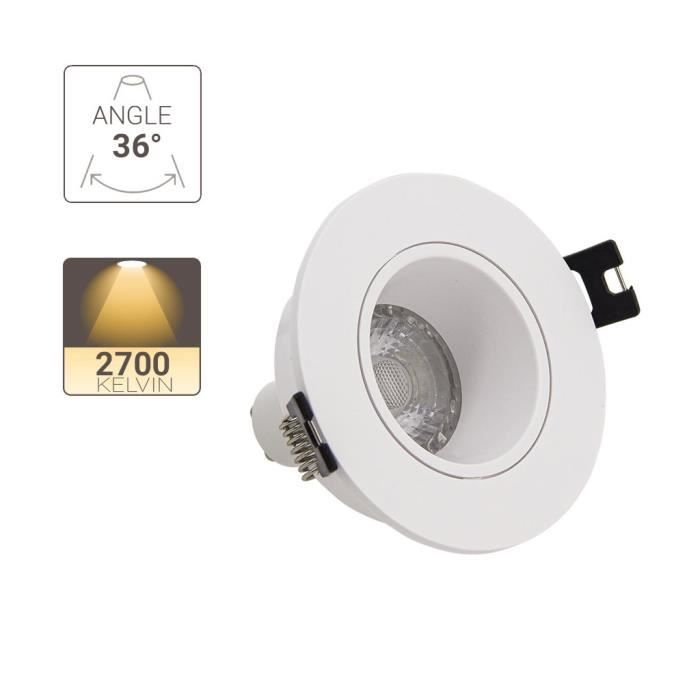 Spot GU10 50W 2700K Rond orientable Blanc IP20 - SP50RAB - Xanlite