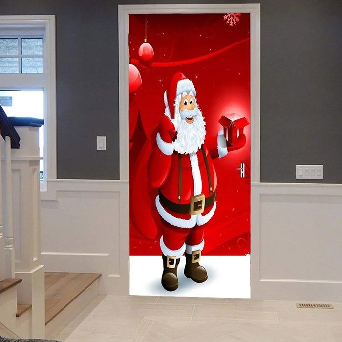 Autocollants Porte Noël En Feutre - 2 Modèles Grand Format (Bonhomme De Neige Et Renne)