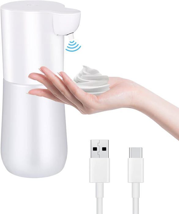 Distributeur De Savon Automatique Suspendu 400ml - Réglable 4 Vitesses, Étanche IPX5, Rechargeable USB-C - Pour Cuisine Et Salle De Bain