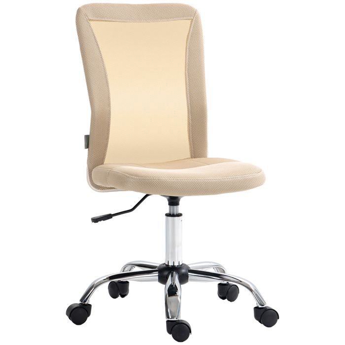 Chaise de bureau Vinsetto ergonomique hauteur réglable piètement chromé pivotant 360° revêtement maille beige