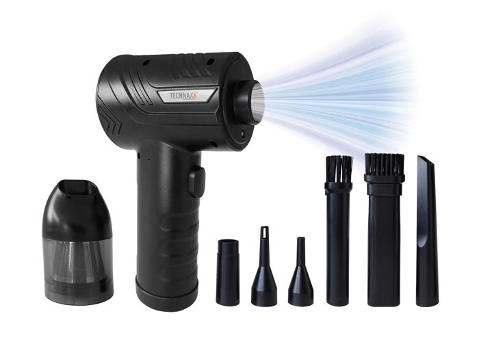 Technaxx TX-294 Aspirapolvere Portatile A Batteria – 68W, 3 Livelli Di Potenza, Luce LED, 5 Accessori, Soffia E Aspira, 2000 MAh