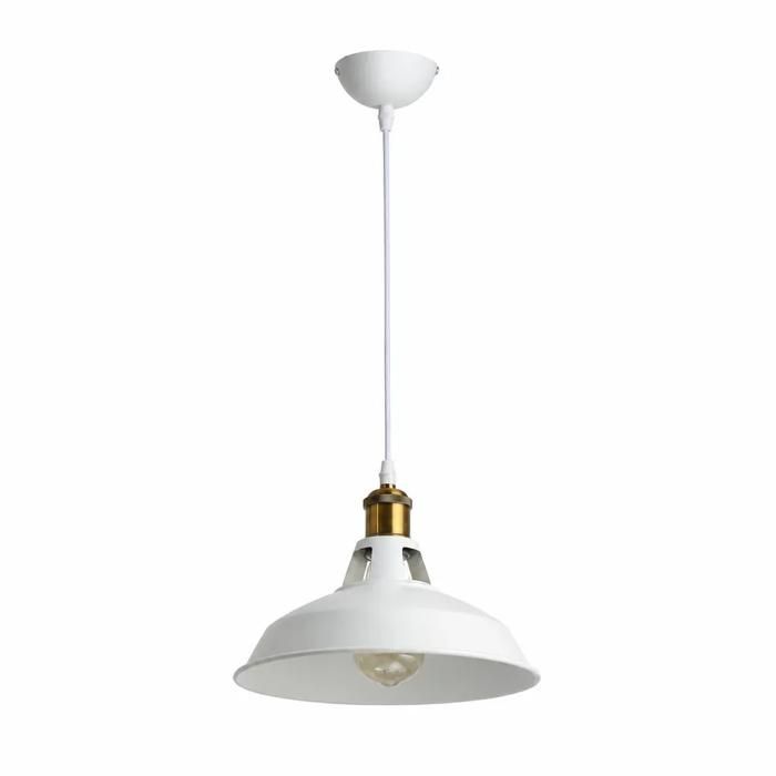 Lampe Suspendue Rétro Industrielle Vintage en Métal Blanc E27 Idéale pour Salle à Manger Restaurant et Salon