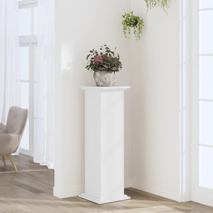 vidaXL Support pour plantes blanc 33x33x100 cm bois dingénierie support de fleurs support de pot de plante support de 852978