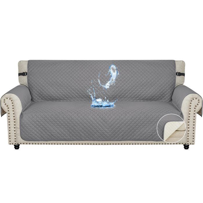 Ystyle Housse Canapé 3 Places Impermeable Housse de Canapé avec Accoudoirs Universelle Protege Canape Gris Clair