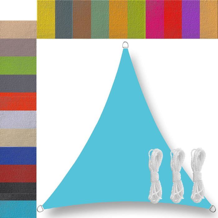 Voile D'ombrage Triangle 4x4x5,7m Hiseng - 95% UV - Imperméable PU - Avec œillets Et Cordes - Pour Terrasse, Jardin, Piscine