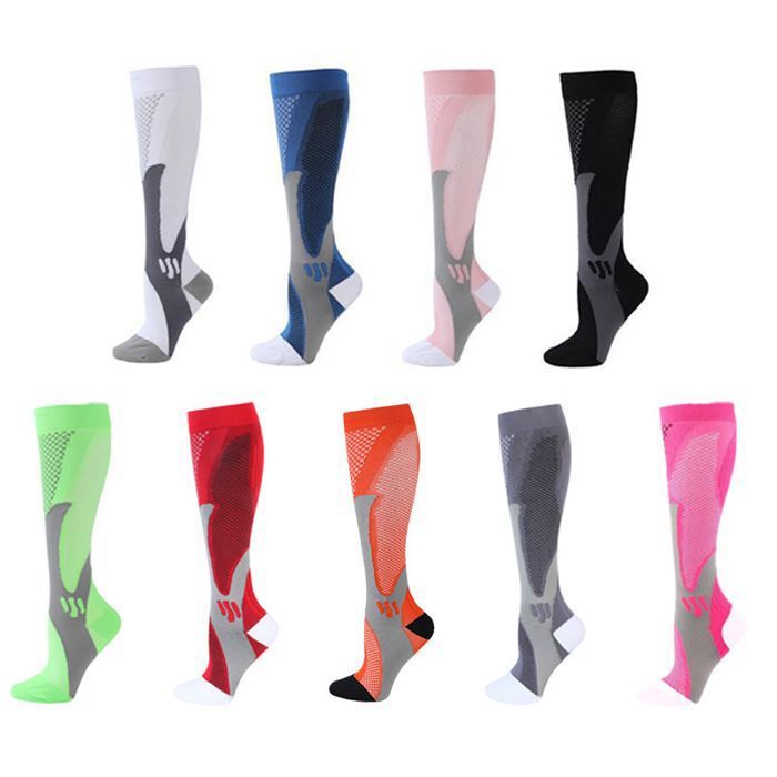 9 Paires Chaussettes de Compression Homme Femme - Mixed couleur - Chaussettes de Sport pour Marathon Cyclisme Varices