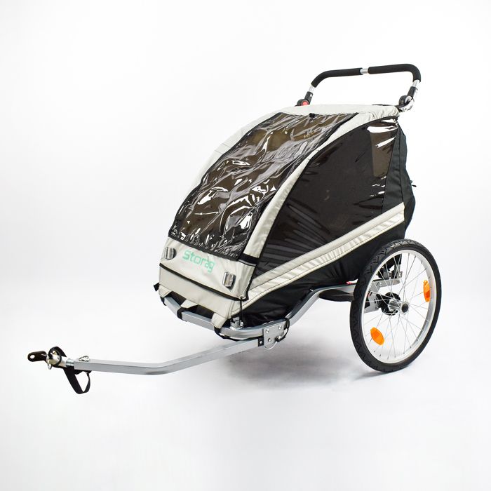 Remorque 2 enfants alu 2en1 vélo et poussette