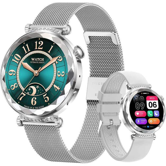 Montre Connectée Femme Moniteur Dactivité pour AndroidiOS Ecran AMOLED 119 Suivi du Cycle Féminin