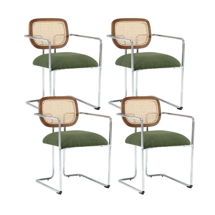 Wahson Chaise de Salle à Manger Lot de 4 Chaise Salle à Manger Moderne Chaise de Cuisine Rembourrée avec Pieds en Métal Lin Vert