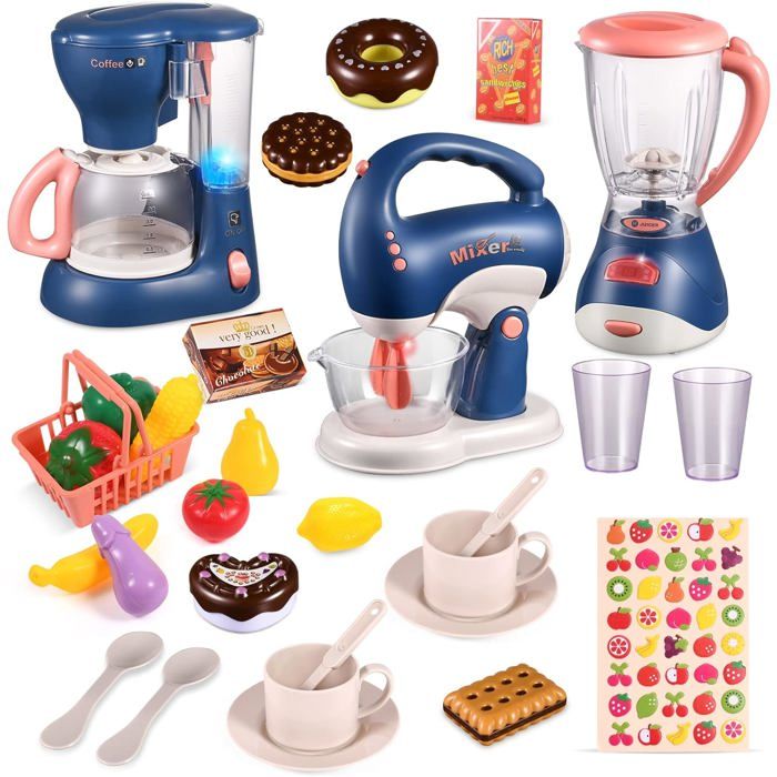 Accessoire Cuisine EnfantKit De Ustensile Cuisine Électroménager Enfant Avec CafetièreMixerBlenderJeu De Rôle Éducatifs Cadeau