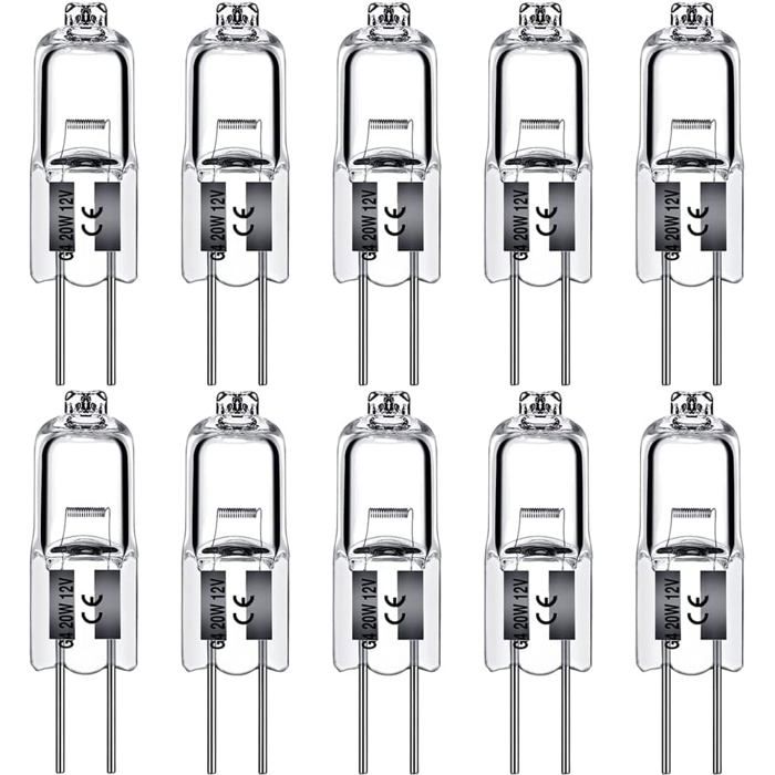 Ampoule halogène G4 - XVX - 20 W - Blanc chaud - 12 V - 10 pièces