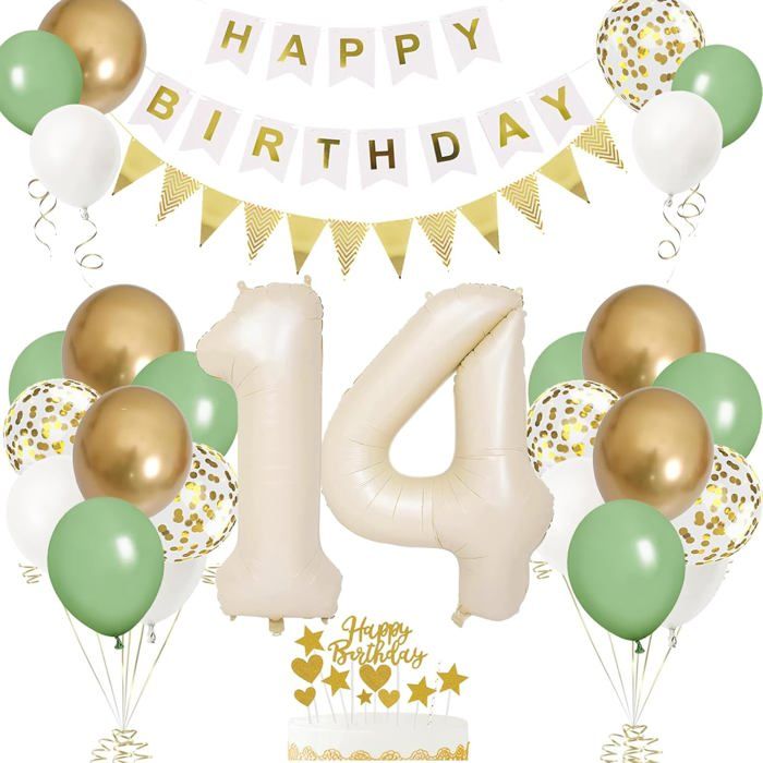 Ballon Anniversaire 14 Ans Fille Or Rose - Décoration Anniversaire Fille 14 Ans - Birthday Decoration