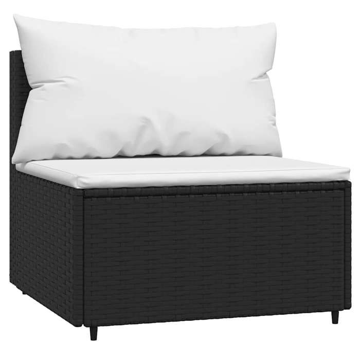 @FRENCH Salon de jardin extérieur Sofa de jardin - TOP VENTES - Canapé central de jardin avec coussins noir résine tressée 1435982