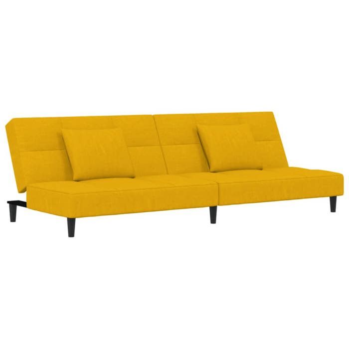 CHIC Canapé-Lit - Lit gigogne Convertible - à Deux places avec deux oreillers Jaune Velours - 200x84 5x69 cm 208119 S11