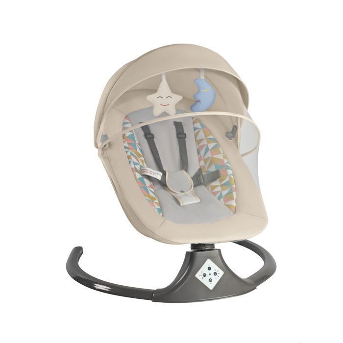 Balancelle bebe electrique Transat bébé chaise avec harnais de sécurité à avec 5 vitesses de balancement Bluetooth Musique- Brun