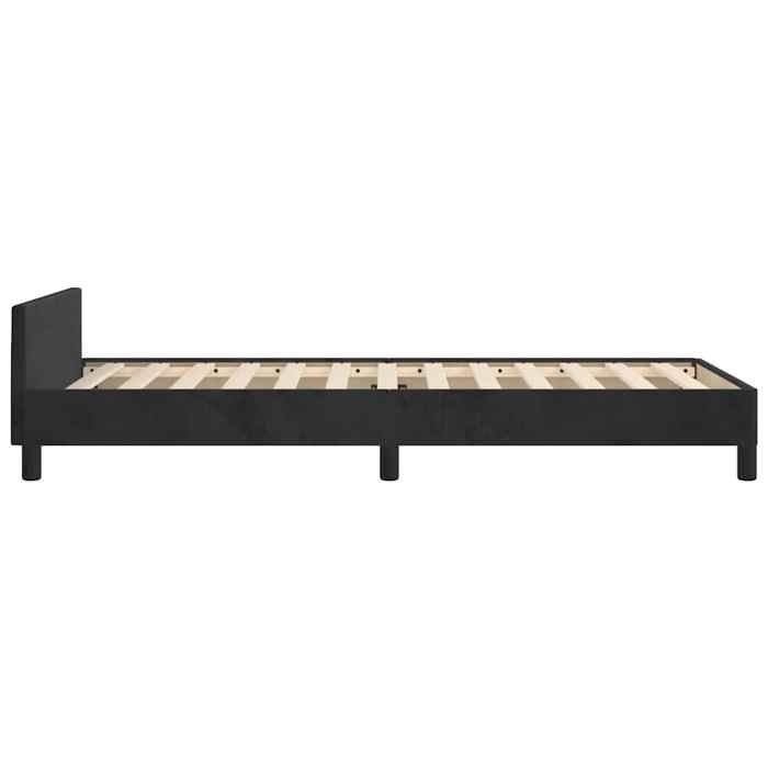 Structure de lit simple - BURKE - et tête de lit - sans matelas - noir 80x200 cm velours LLL1859
