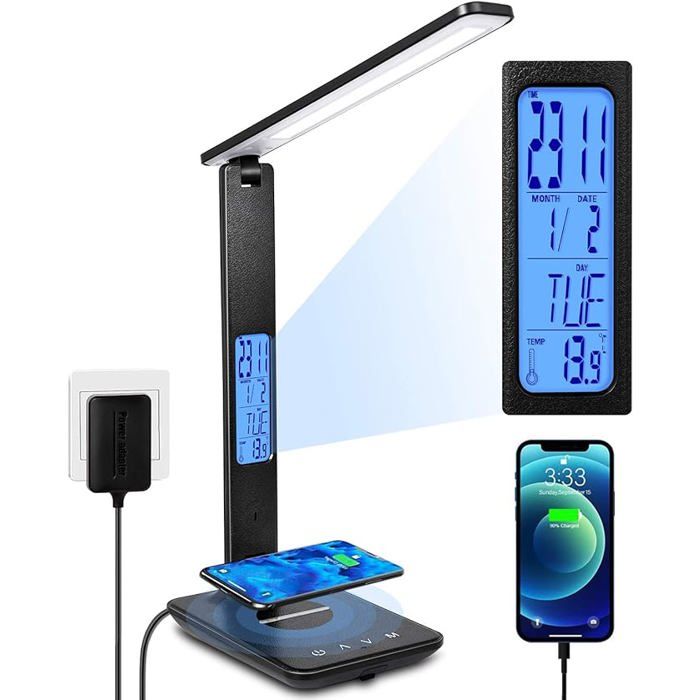 dirigéCette lampe de bureau est dotée dune fonction de recharge sans fil et convient à une utilisation à la maison comme au bureau