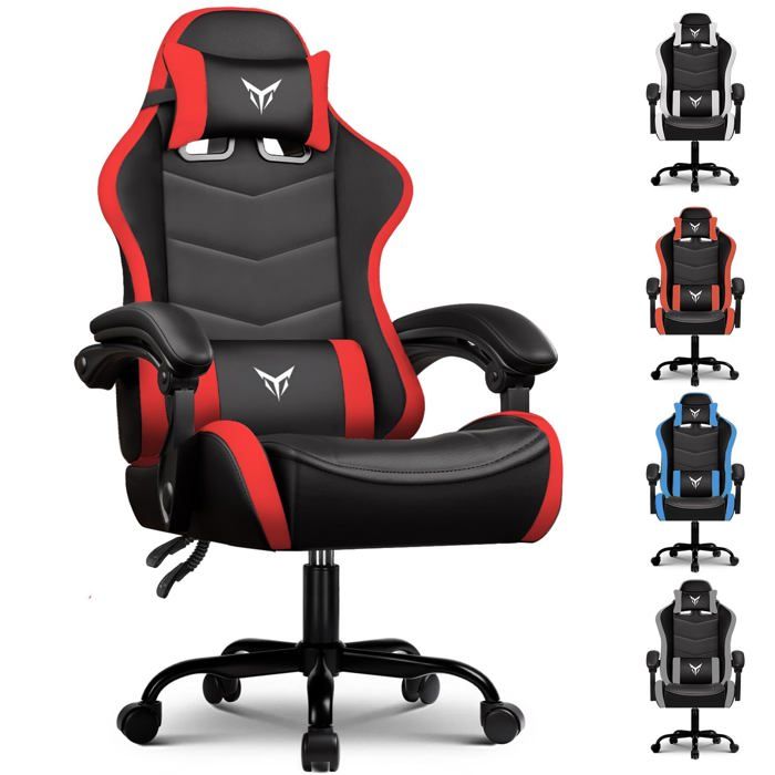 Chaise Gaming Ergonomique avec Support Lombaire et Appui Tête Réglables Fauteuil de Bureau - vue 4