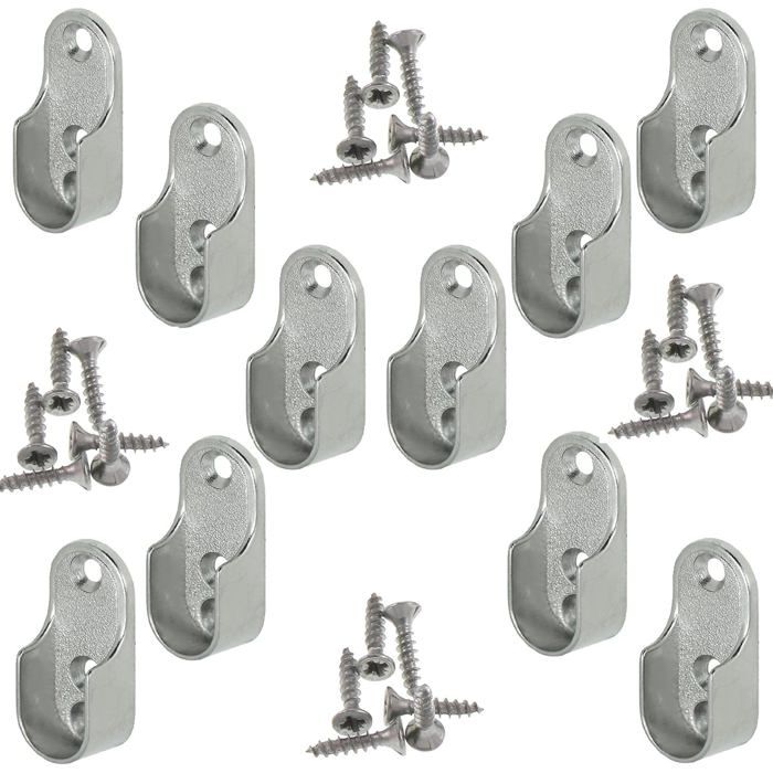 Rail Suspension Meuble Ovale OVA 10 Pièces - Support de tube darmoire penderie pour barre ovale Tringle Cintre Fixation
