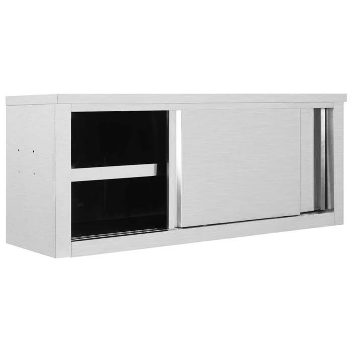 （Haute qualité）Gris Armoire de cuisine avec portes coulissantes 120x40x50cm InoxPoids 20 Kg_614378