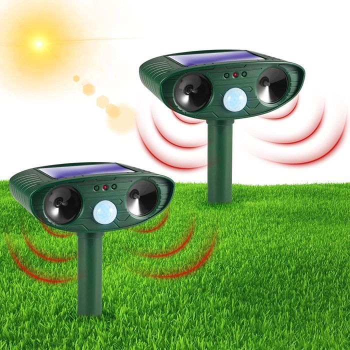 Lot de 2 Répulsifs Ultrasoniques Solaires pour Chats et Chiens Répulsif Animaux Étanche contre Lapins et Renards