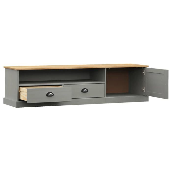 Cabinet TV - Gris - Meuble TV pour Télévision - 1 PC - VIGO gris 156x40x40 cm bois massif de pin T397