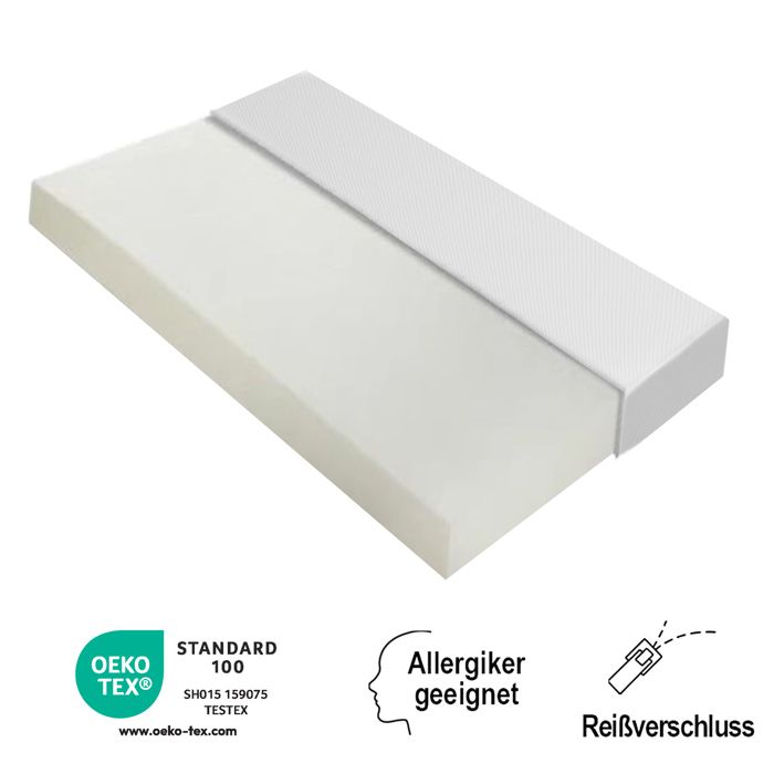 Matelas en Mousse HR Ergonomique Certifié Oeko-Tex - Soutien H3 avec Housse Respirante Lavable - Confort et Durable - 90x200x16cm