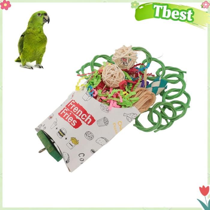 Tbest Jouets de recherche de nourriture pour oiseaux Jouets à mâcher pour oiseaux jouets de animalerie jouet Boîte de frites