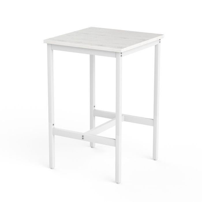 Ensemble table de bar et 2 chaises hautes – Blanc – style industriel – structure en acier – 60 x 60 x 92 cm