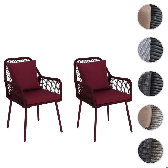 Lot de 2 chaises de jardin HWC-O12 bordeaux revêtement bordeaux Lot de 2 chaises de jardin HWC-O12 bordeaux revêtement bordeaux