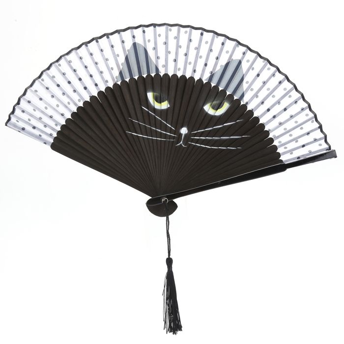 Éventail à main de chat de dessin animé éventail pliant peint à jet dencre Style japonais cadeaux déglise de danse de mariage