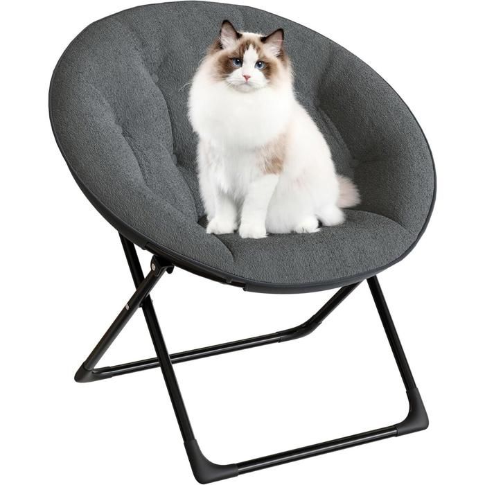 Chaise soucoupe souple surdimensionnée pour chambre salon Chaise longue dappoint pliable avec cadre en métal robuste Noir