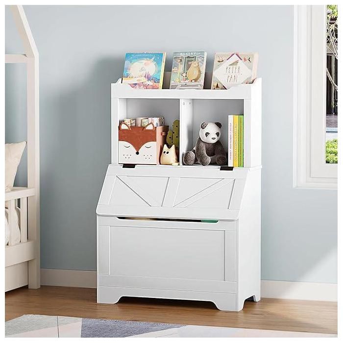 Bibliothèque enfants 47.8in armoire jouets bois blanc