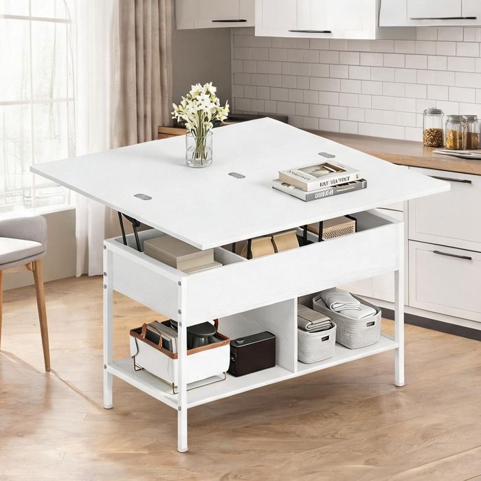 Table combining Blanc Panneau De Particules and 38.6 x 19.3 x 21.6 in with blanc 98 cm and pour salon