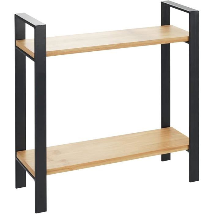 Étagère de Cuisine à Poser  pour Pn de Travail  Métal avec Pnches en Bambou  2 étages Gain de Pce  Multi MEUBLE A EPICES