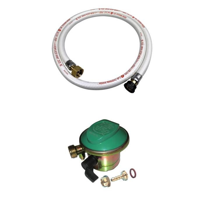 Kit tuyau flexible de gaz + d&eacute;tendeur Quick-on Butane 20mm Flexible + d&eacute;tendeur Quick-on Butane 20mm