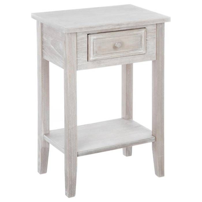 Table de chevet Charme bois blanchi H67cm - Atmosphera Créateur dintérieur Table de chevet Charme bois blanchi H67cm - Atmosphera Créateur dintérieur