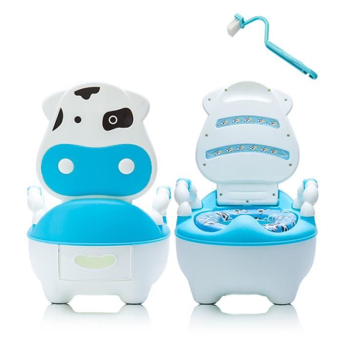 Pot Pour Bebe Pot D Apprentissage Bebe Toilette Enfants Reducteur De Toilette Ergonomique Avec Coussin Et Poignee Vache Bleu Cdiscount Puericulture Eveil Bebe