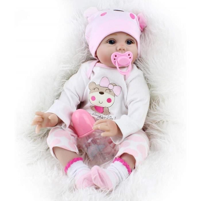 SYP 55 cm Yeux Ouverts Reborn Bébé poupée Silicone Vinyle 22 Pouces Reborn  Baby Doll Magnétique Bouche Pas Cher Jouets 957