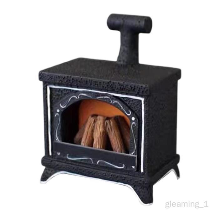 Maison De Poupées Petit Noir Victorien Cheminée Contour
