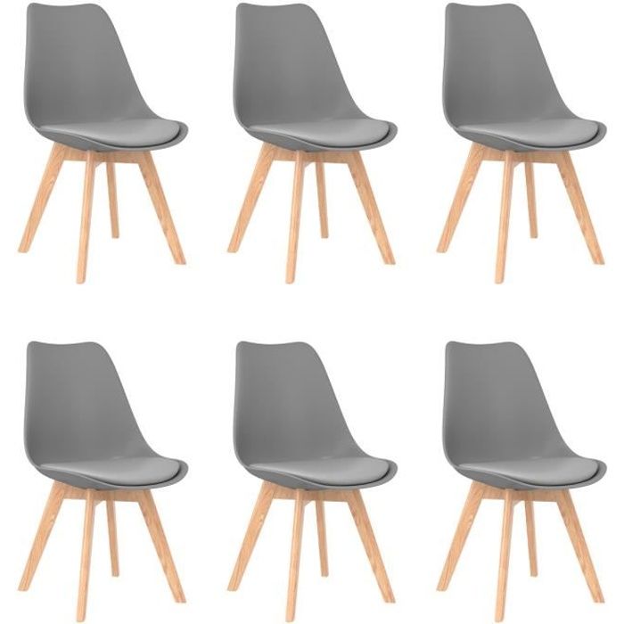 Lot De 6 Chaises De Salle à Manger Scandinaves - Coque Acrylique Transparente - Coussin Lin Gris