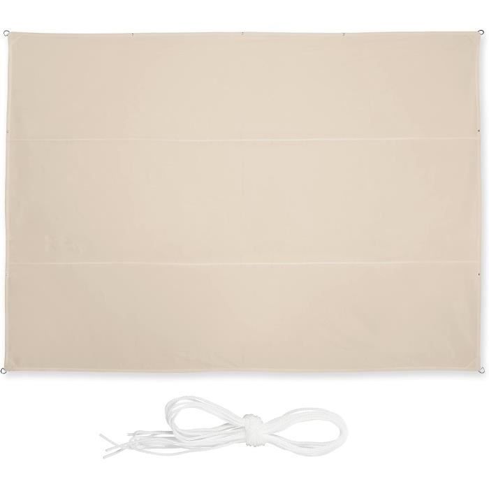 Voile Ombrage Rectangulaire 0.5x9m Crème - Imperméable Anti UV 98% Résistante Vent