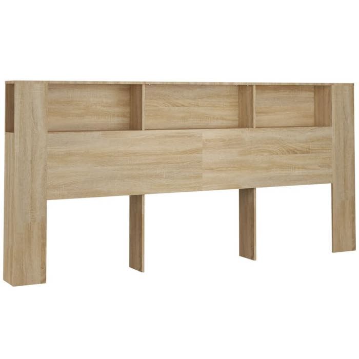 Tête de lit avec rangement accessoire de lit table de chevet etagere 220 x 185 x 1045 cm MDF couleur chêne TDL0200043 Tête de lit avec rangement accessoire de lit table de chevet etagere 220 x 185 x 1045 cm MDF couleur chêne TDL0200043