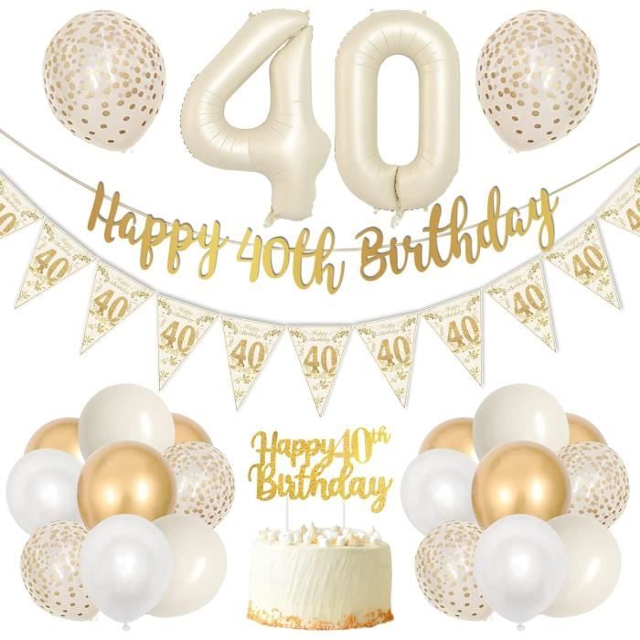 Décoration Anniversaire 40 Ans - Or Blanc - Arche Ballon Anniversaire